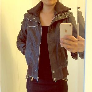 Zara brown leather jacket